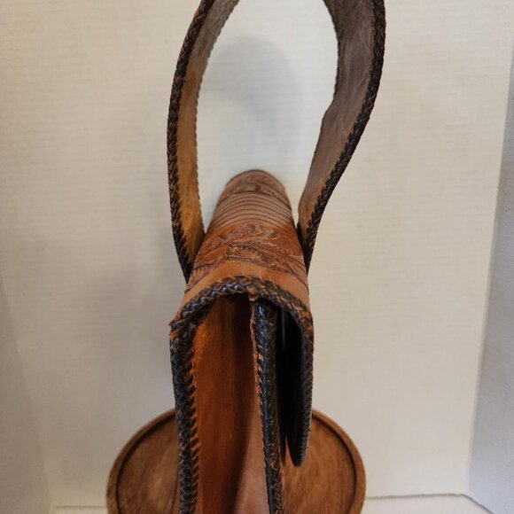 Vintage 1950's Wide Strap Tooled Leather Purse-Raleigh - Picture 5 of 9